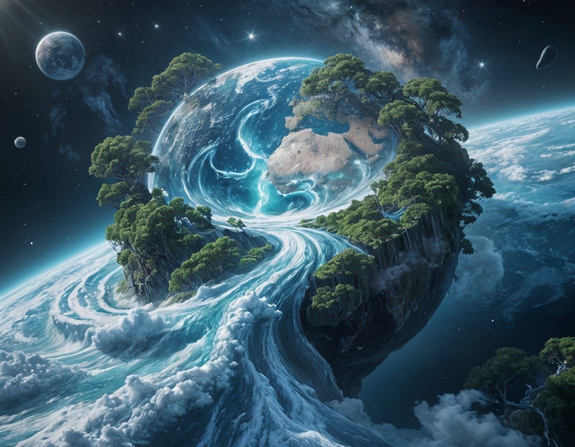 Earth in Space: Surreal Digital Art Masterpiece