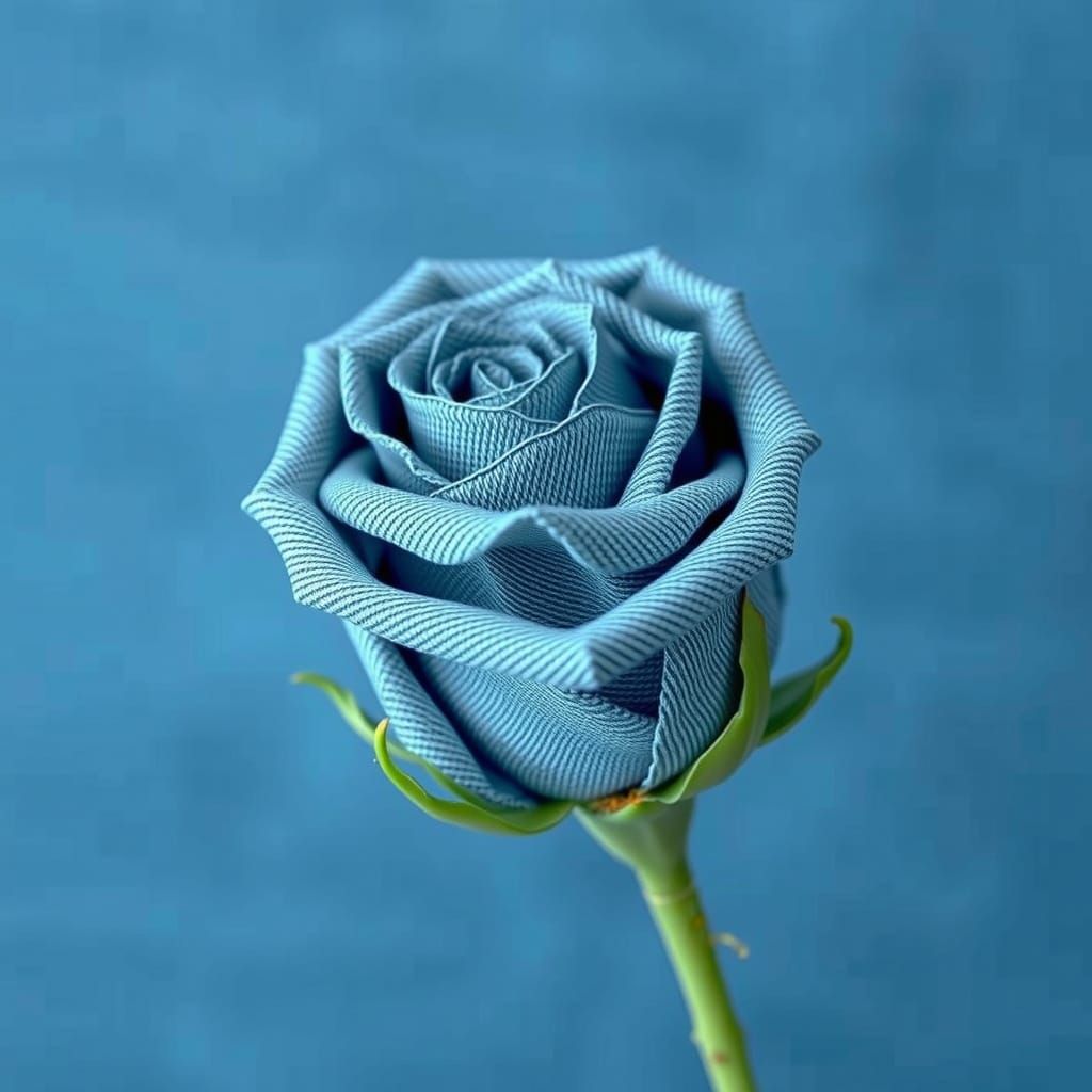 Denim Rose in Hyperrealistic Detail