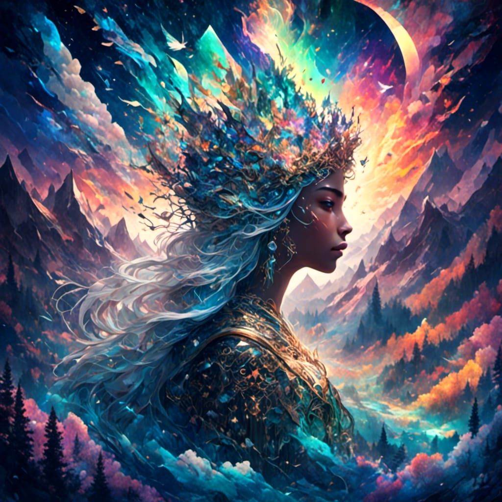 Rainbow Aurora Borealis in Cosmic Astral Illustration