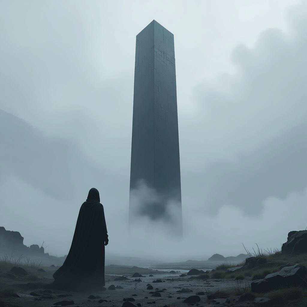 Mystical Monolith Scene in Cinematic Style