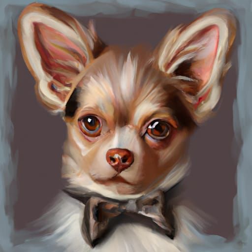 Chihuahua Portrait in Van Gogh Style with Bowtie