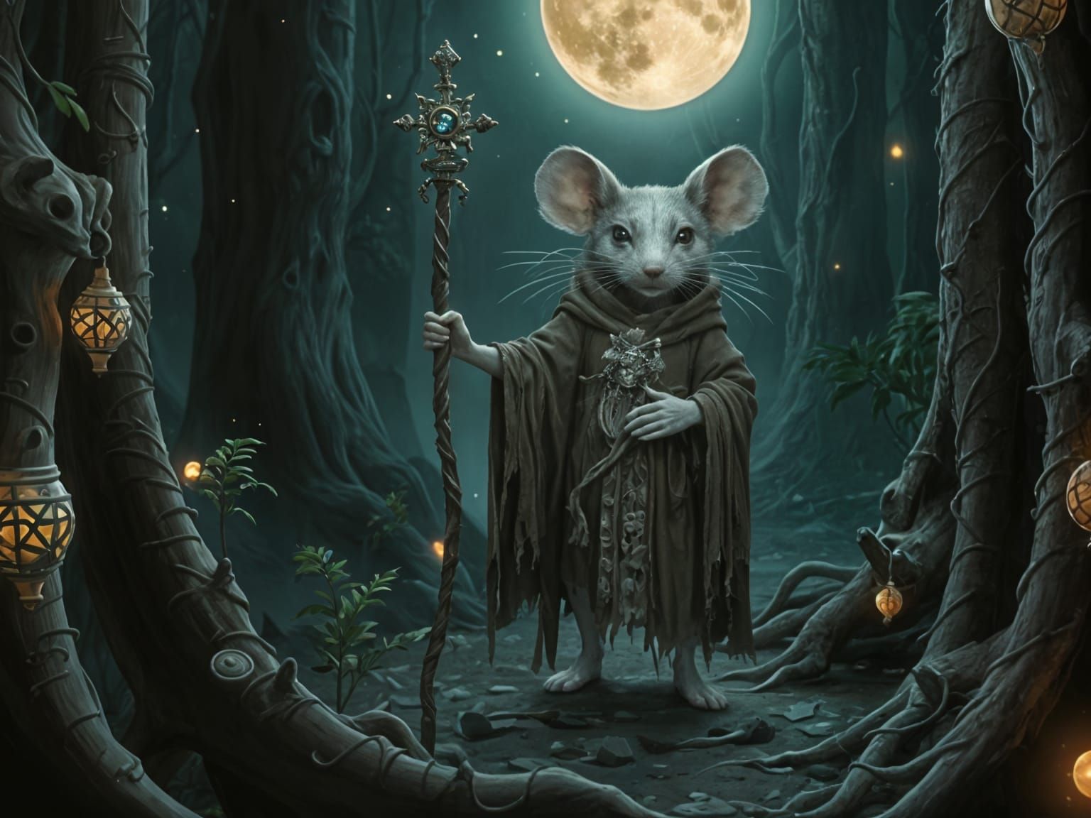 Mystical Weremouse Stands Amidst Whispers of the Ancient, Fu...