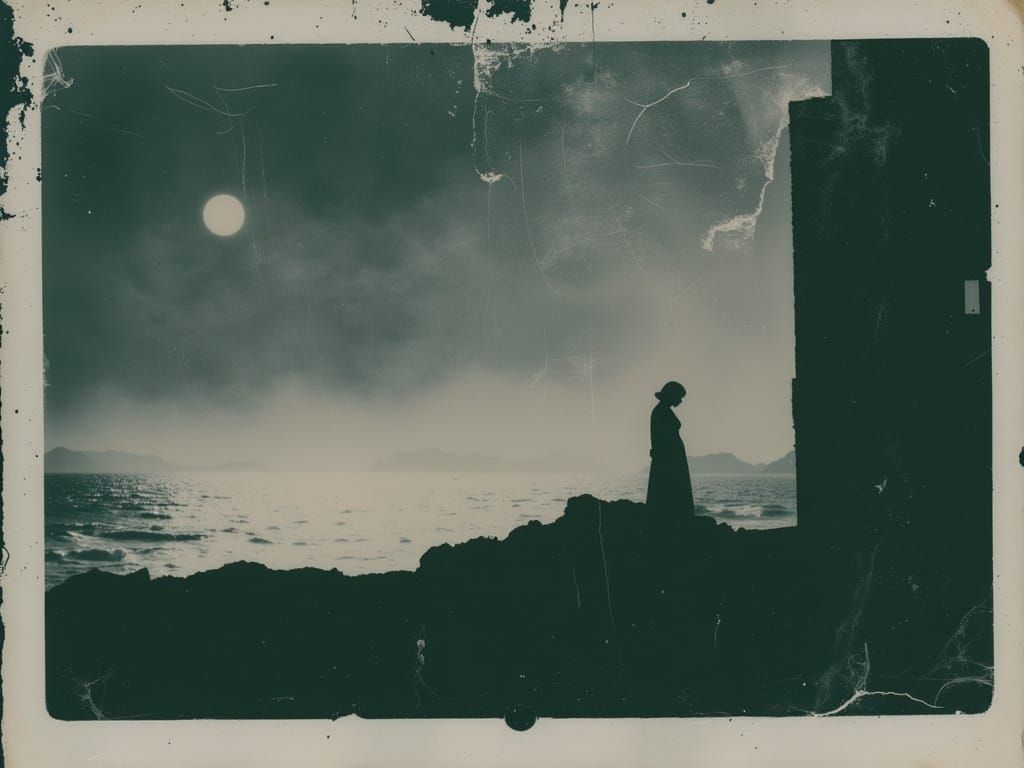 Faded Polaroid of a Tarot Reader Under a Blue Moon