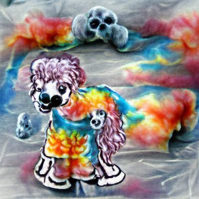 Tie Dye Panic Cartoon Poodle