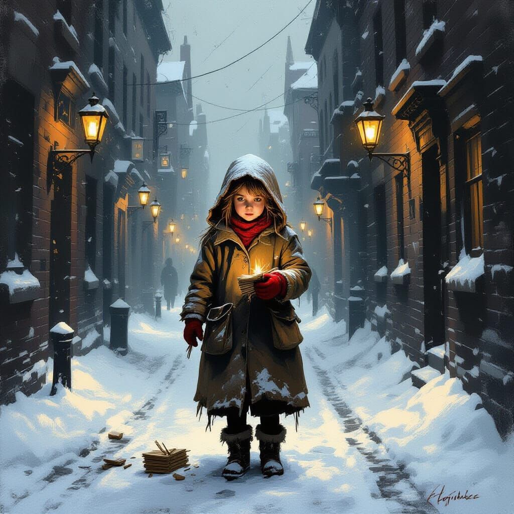 Orphan Girl Selling Matches in Hauntingly Beautiful Style