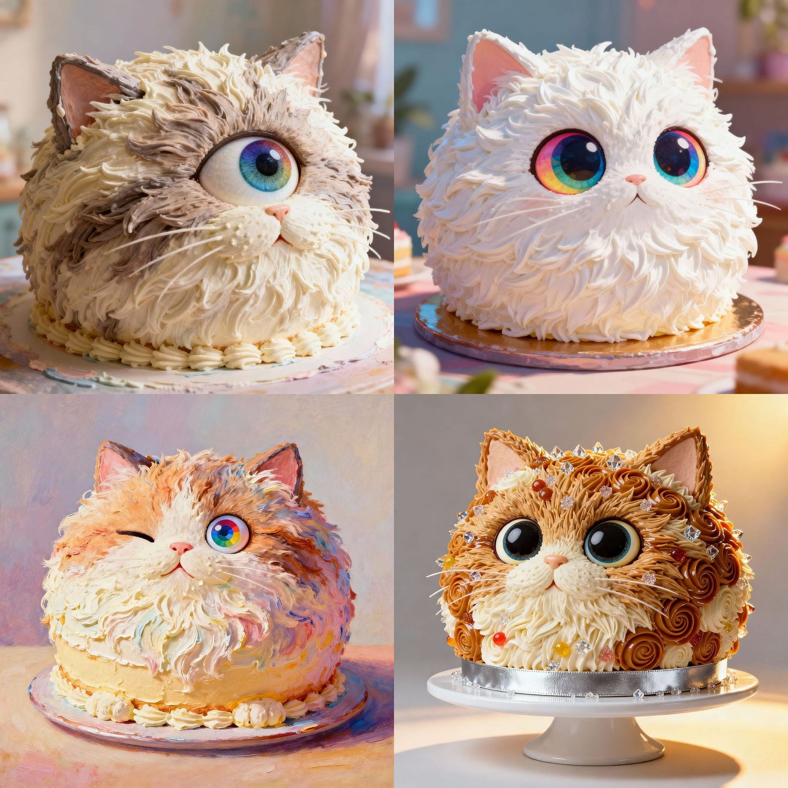 Stylized Cat Cake With Google Eye Effect