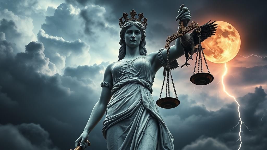 Athena Statue with Vulture in Surrealist Style