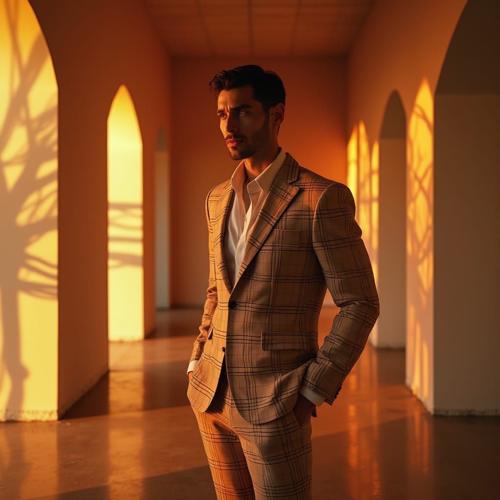 Hyper-Realistic Portrait of an Artist in Geometric Abstracti...