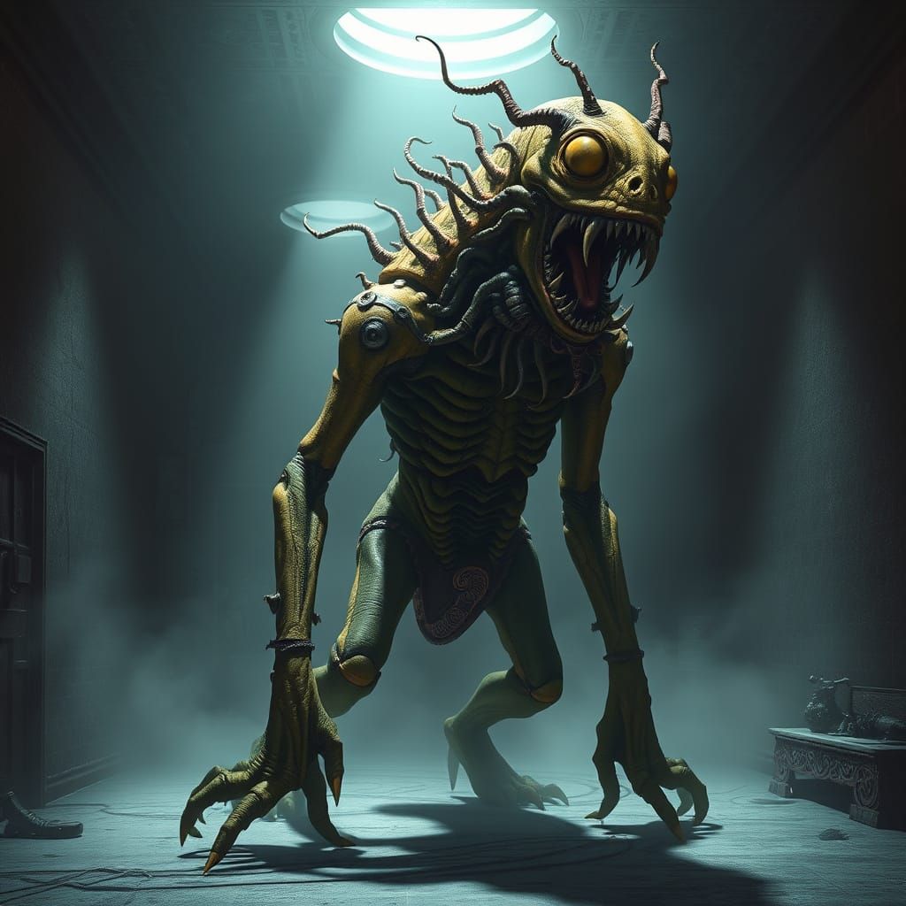 Mustard Monster in Gothic Biomechanical Setting
