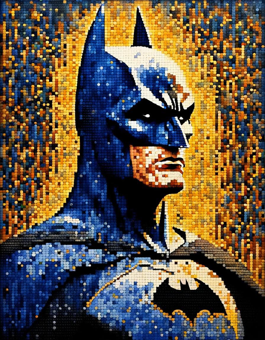 Pointillism Batman Portrait