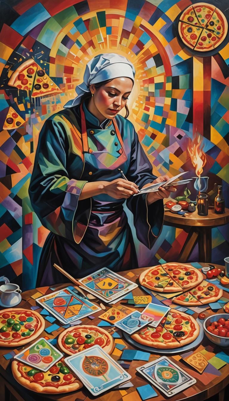 Surrealist Chef with Cubist Pizza Tarot Cards