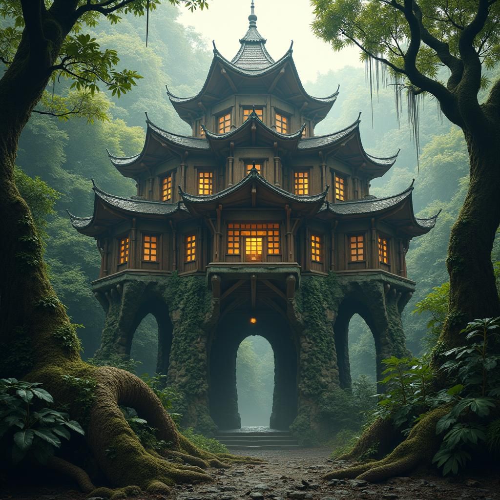 Jungle Star Building in Japanese Architectural Style