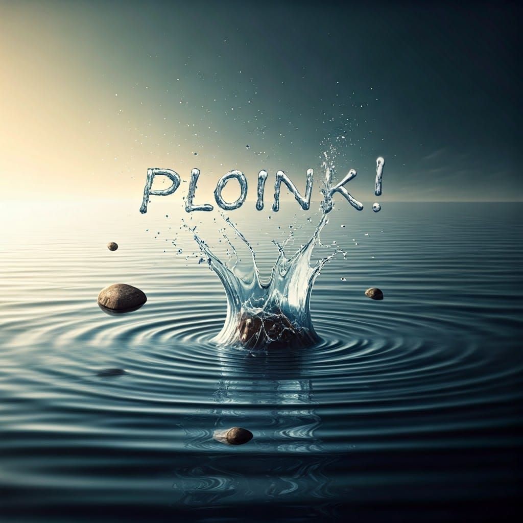 Whimsical Word Forms in Lake Water Spray