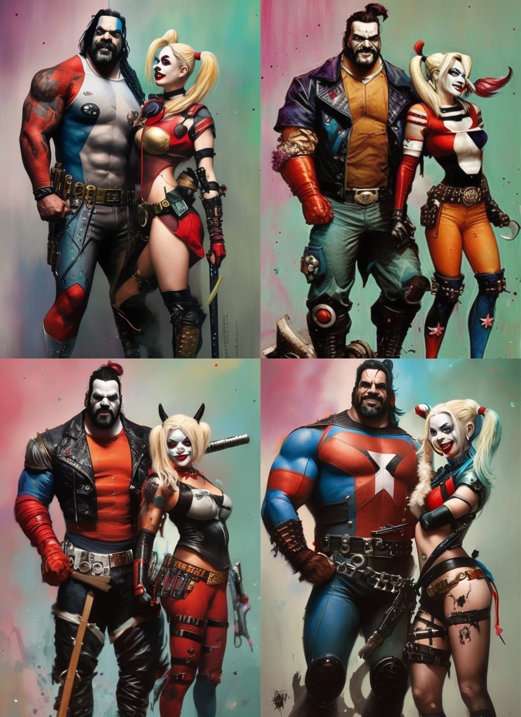 Harley Quinn and Lobo Crayon Caricature