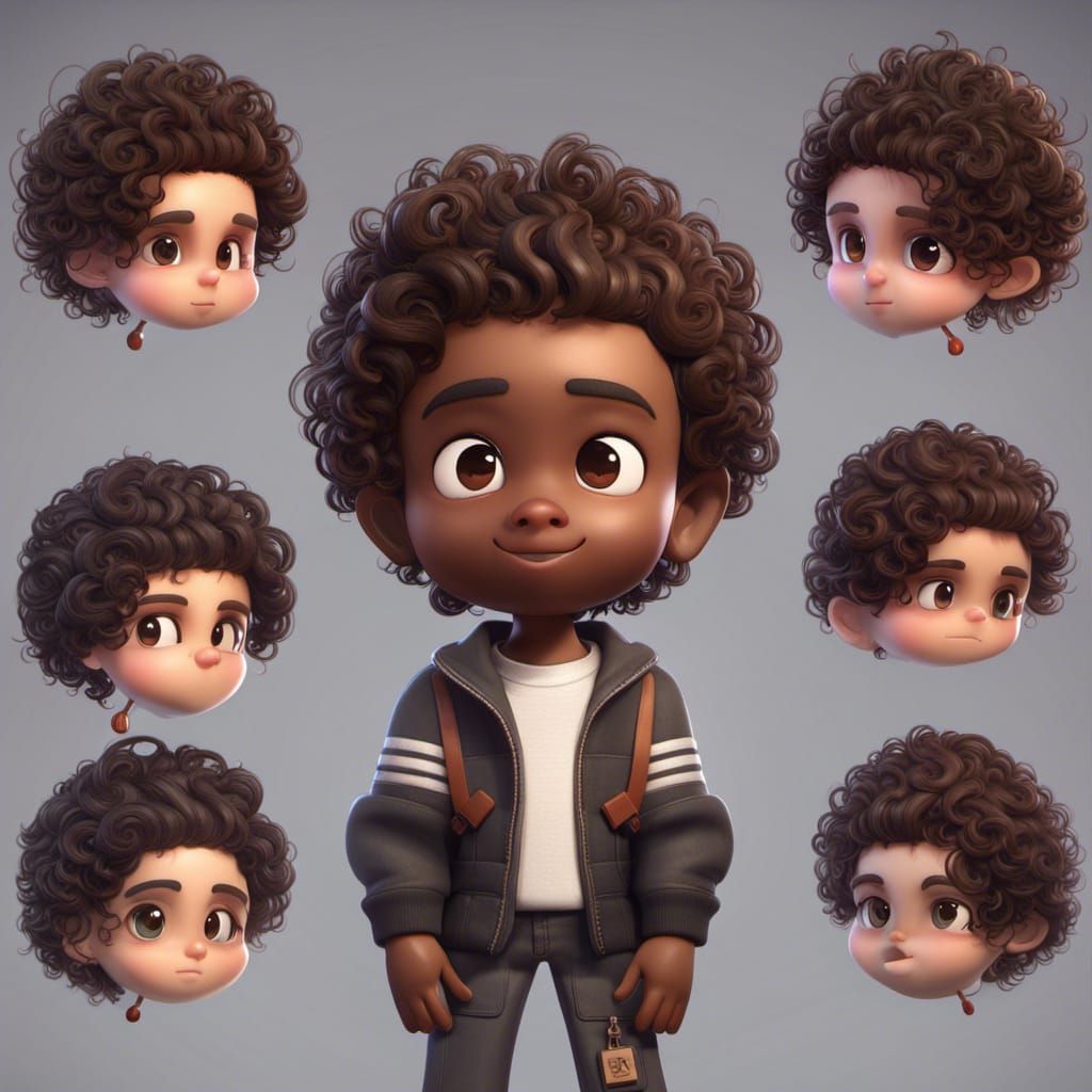 Black Boy at School: Detailed 3D Character Illustration