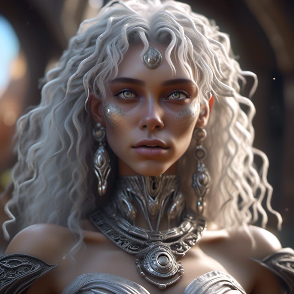 Gray-Skinned Alien Warrior in Anime Realism