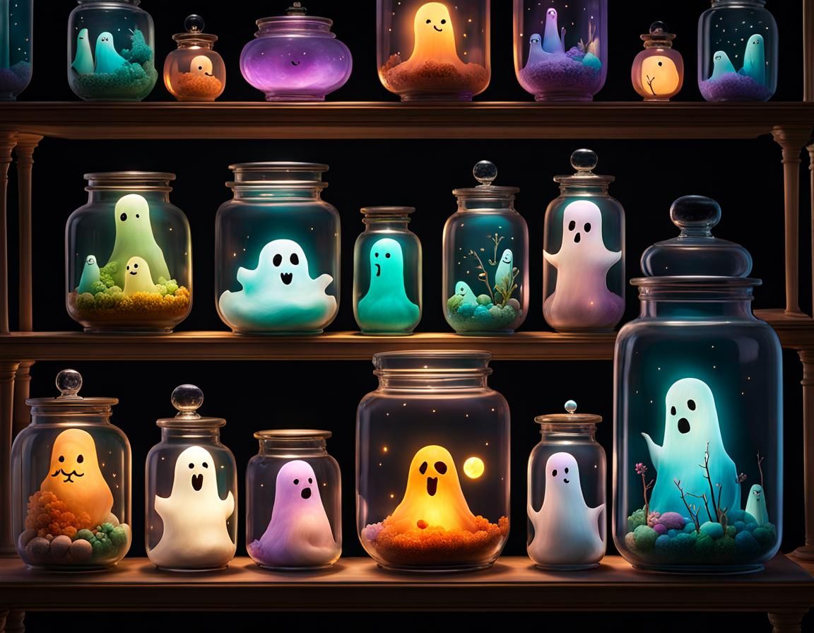 Kawaii Ghosts in Jars: Dreamy Wizard Collection