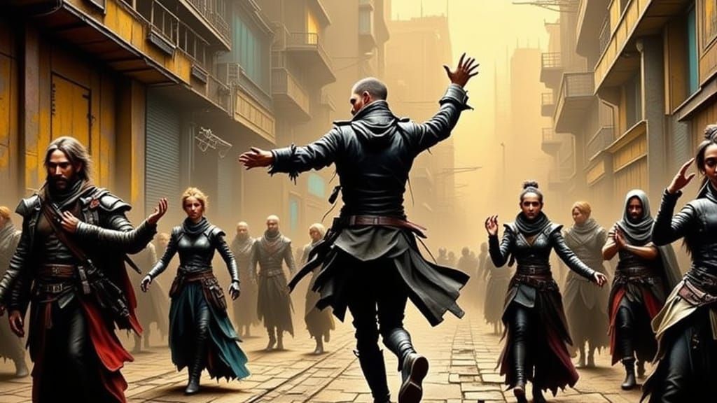 Cyberpunk Dance Revolution in a Futuristic Dystopian Metropo...