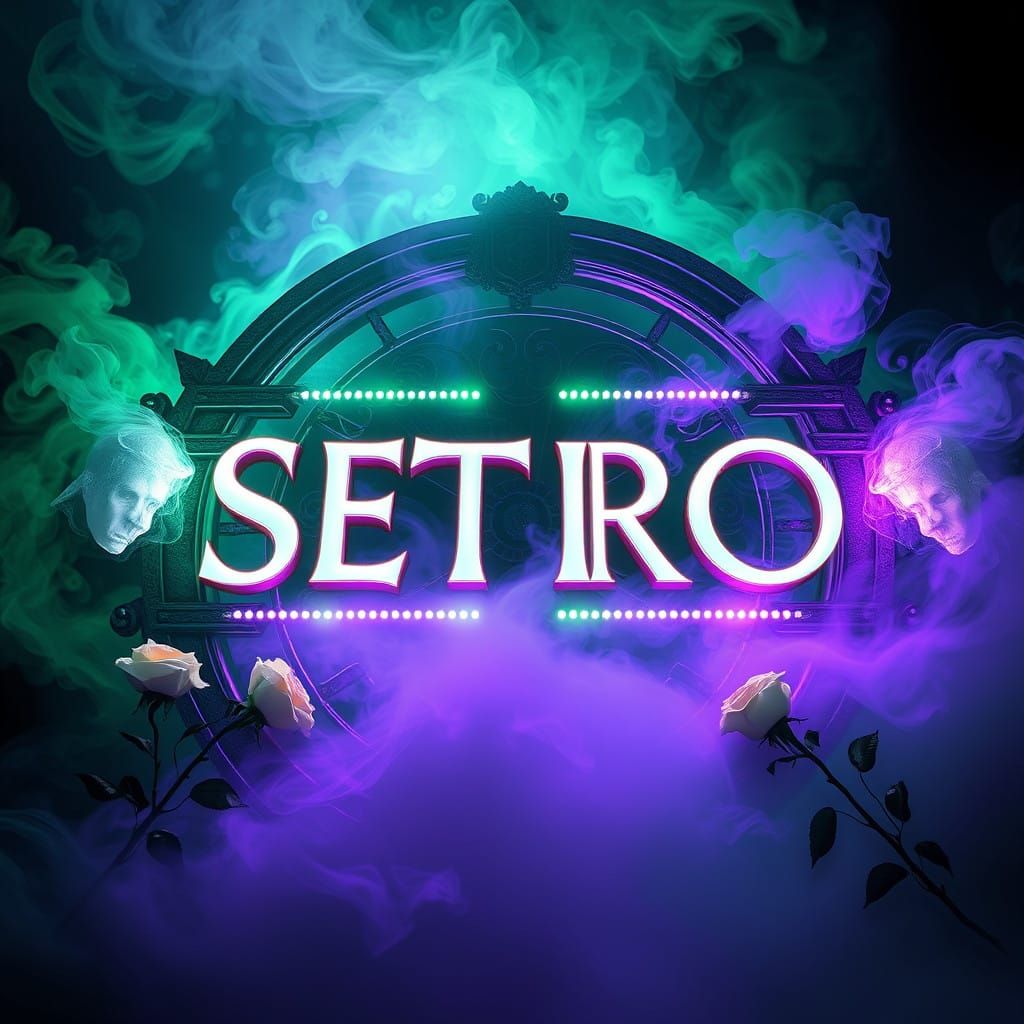 Mystical Sign in Swirling Vortex of Green Purple Smoke and W...