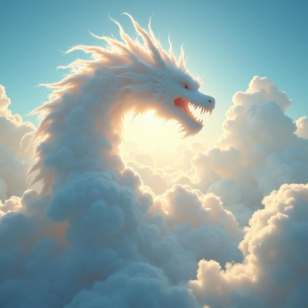 Majestic Dragon Cloudscape in Ethereal Digital Art