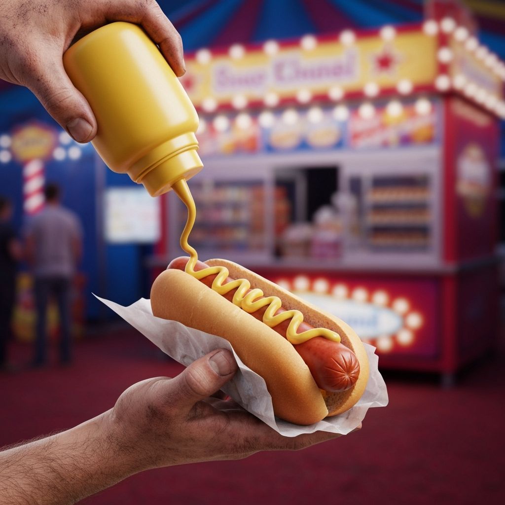 Cyberpunk Hot Dog With Mustard Drizzle