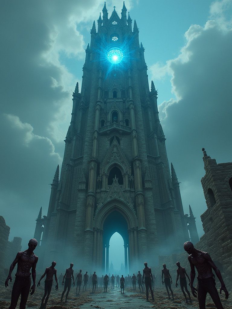 Cyberpunk Apocalypse Tower in Ruin