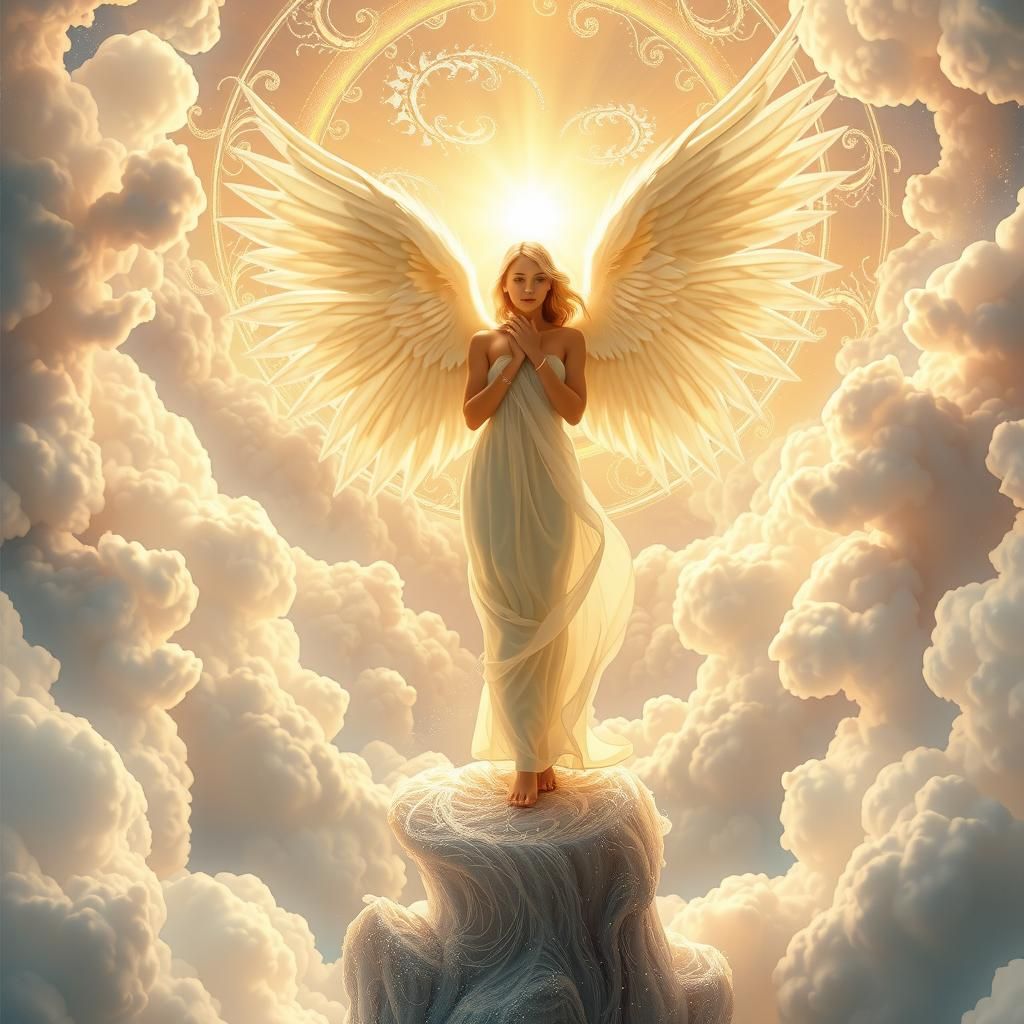 Ethereal Blond Angel in Fractal Dreamscape