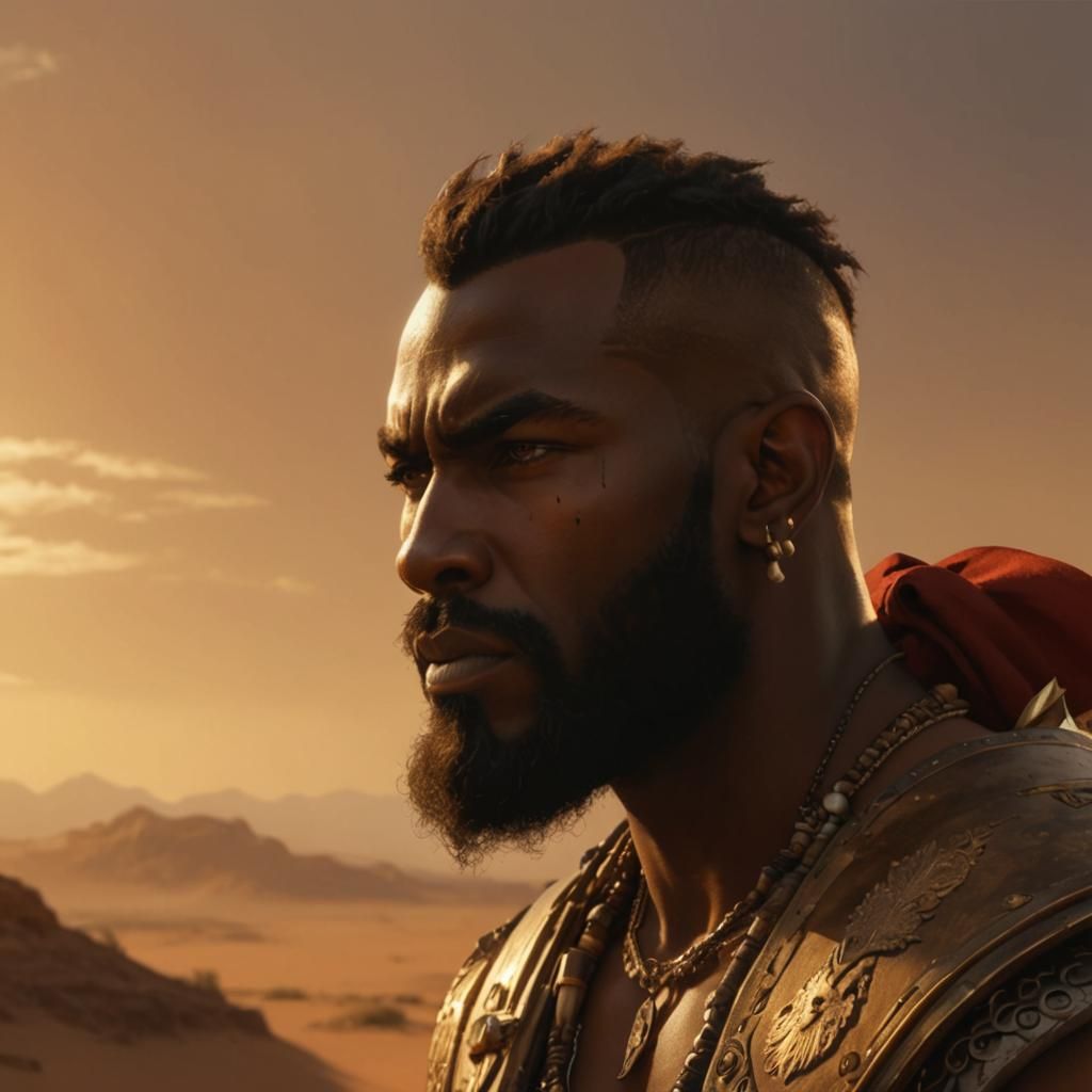 Dark Fantasy Desert Barbarian Portrait in 8K