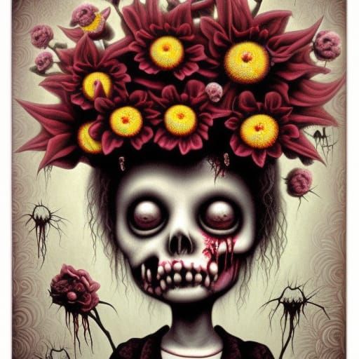 Zombie Flowers in Pop Surrealism Style