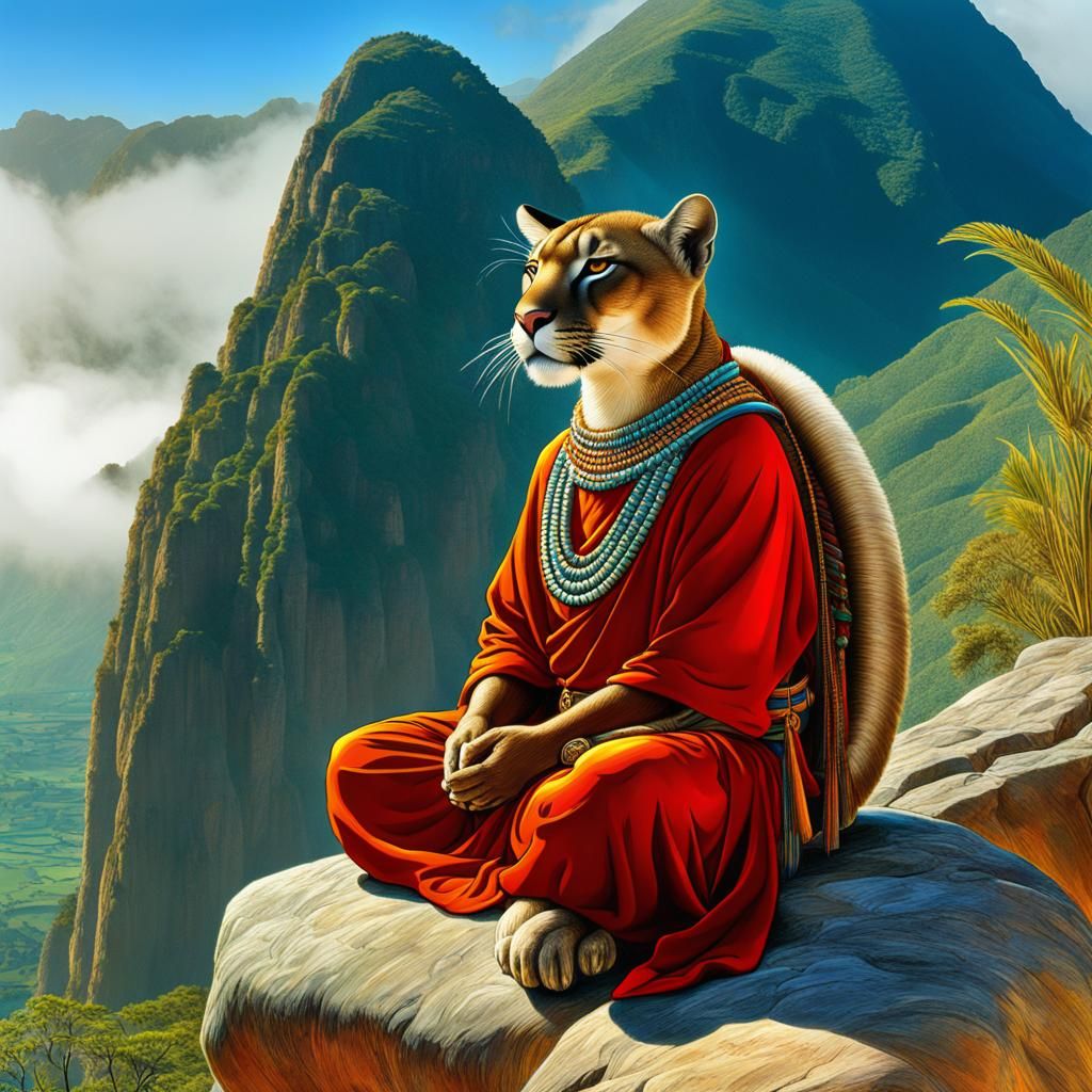 Inca Monk Meditating in Roger Dean Style