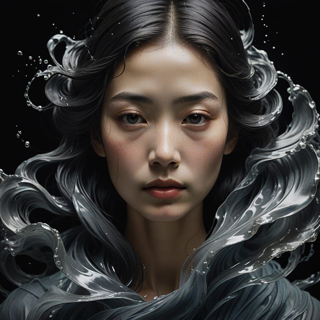 Ethereal Lady in Dreamlike Water Ripples