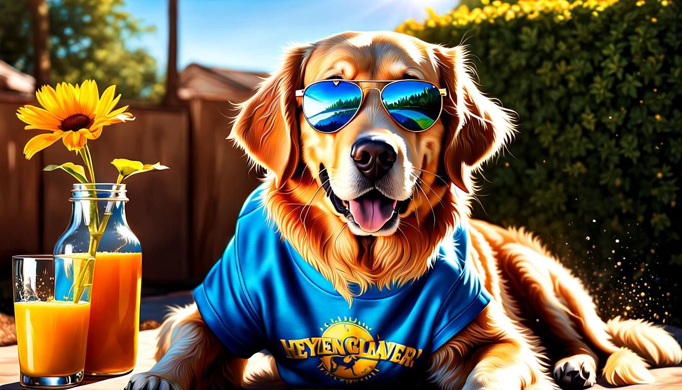 Golden Retriever in Sunglasses: Hyperrealistic Concept Art