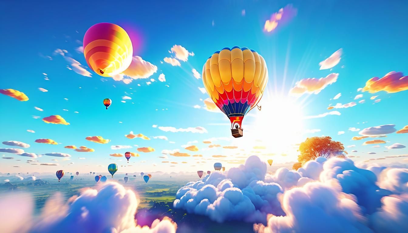 Carefree Balloonist Soaring in a Dreamscape
