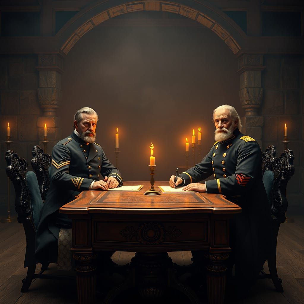 General Grant and General Lee in a Historic Truce, Circa 186...