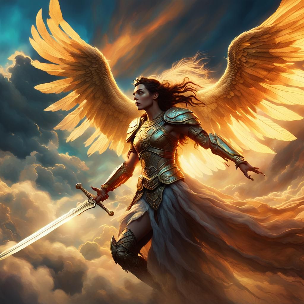 Goddess Ascending with Sword: Fantasy Art