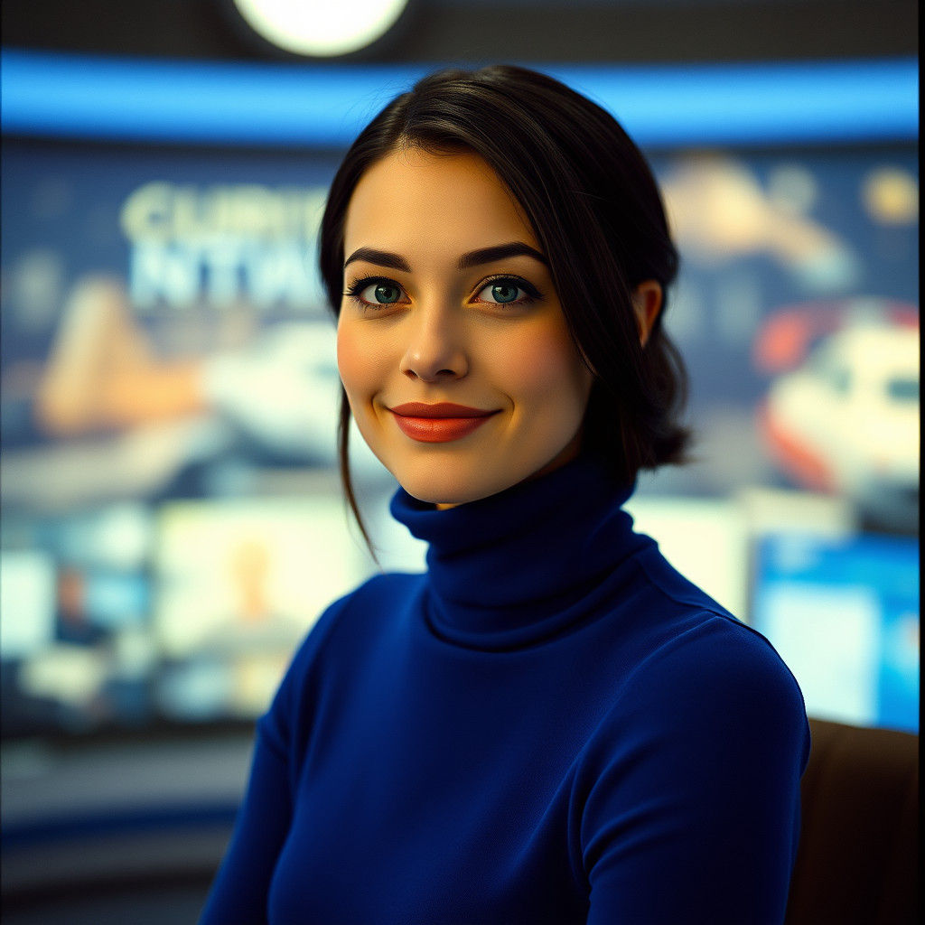 Beautiful News Anchor Portrait in Cinematic Style