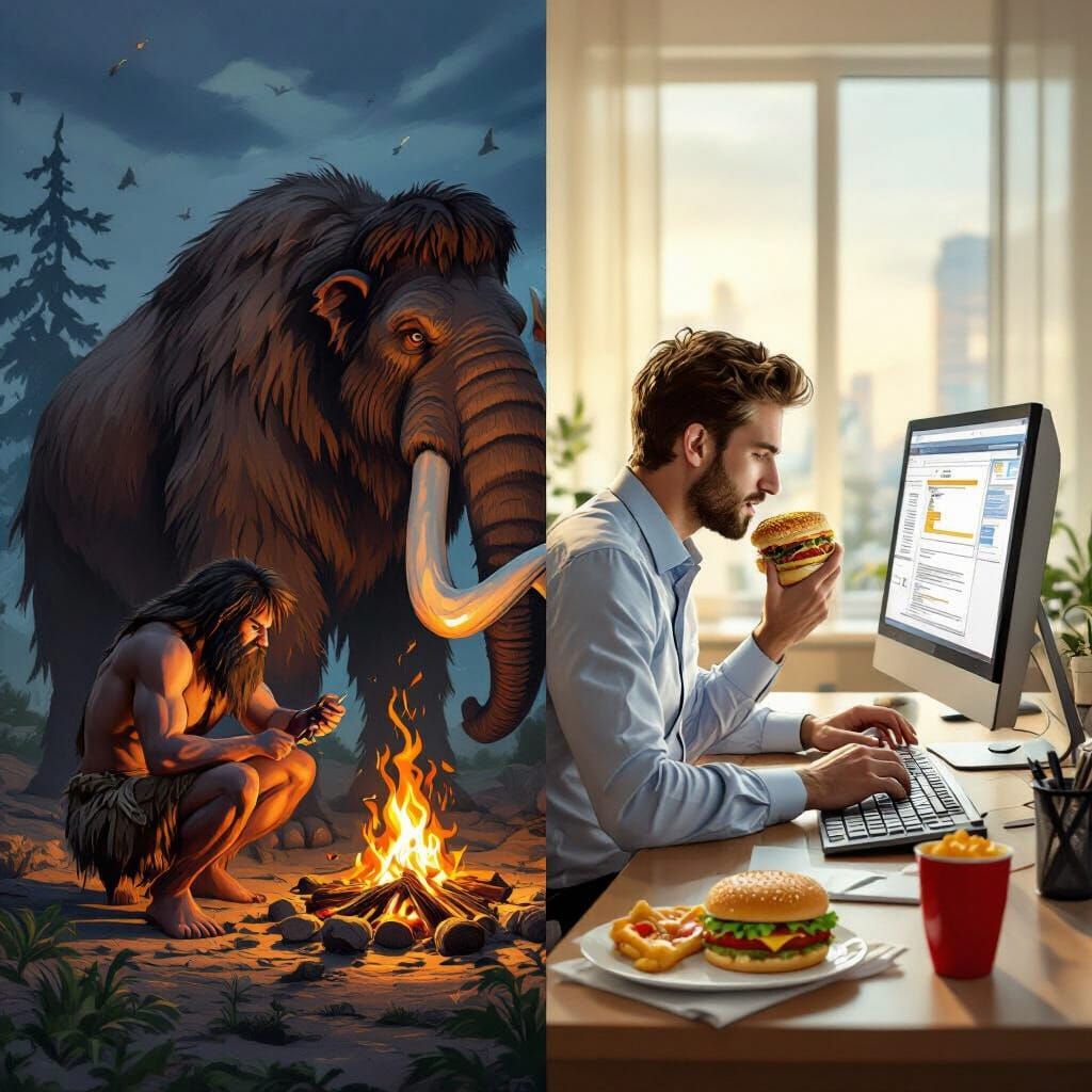 Caveman vs. Office Worker: A Tale of Two Lifestyles