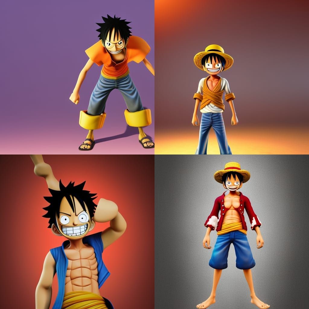 Luffy from One Piece in Pixar Disney Style