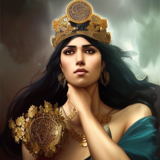 Achaemenid Queen Portrait in Art Nouveau Style