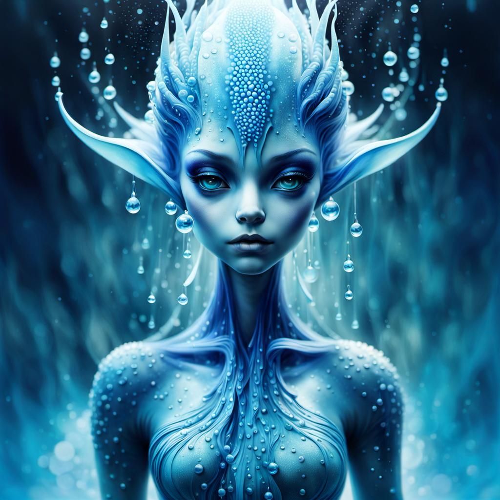 Ethereal Blue Water Spirit Emanates from Whirling Water