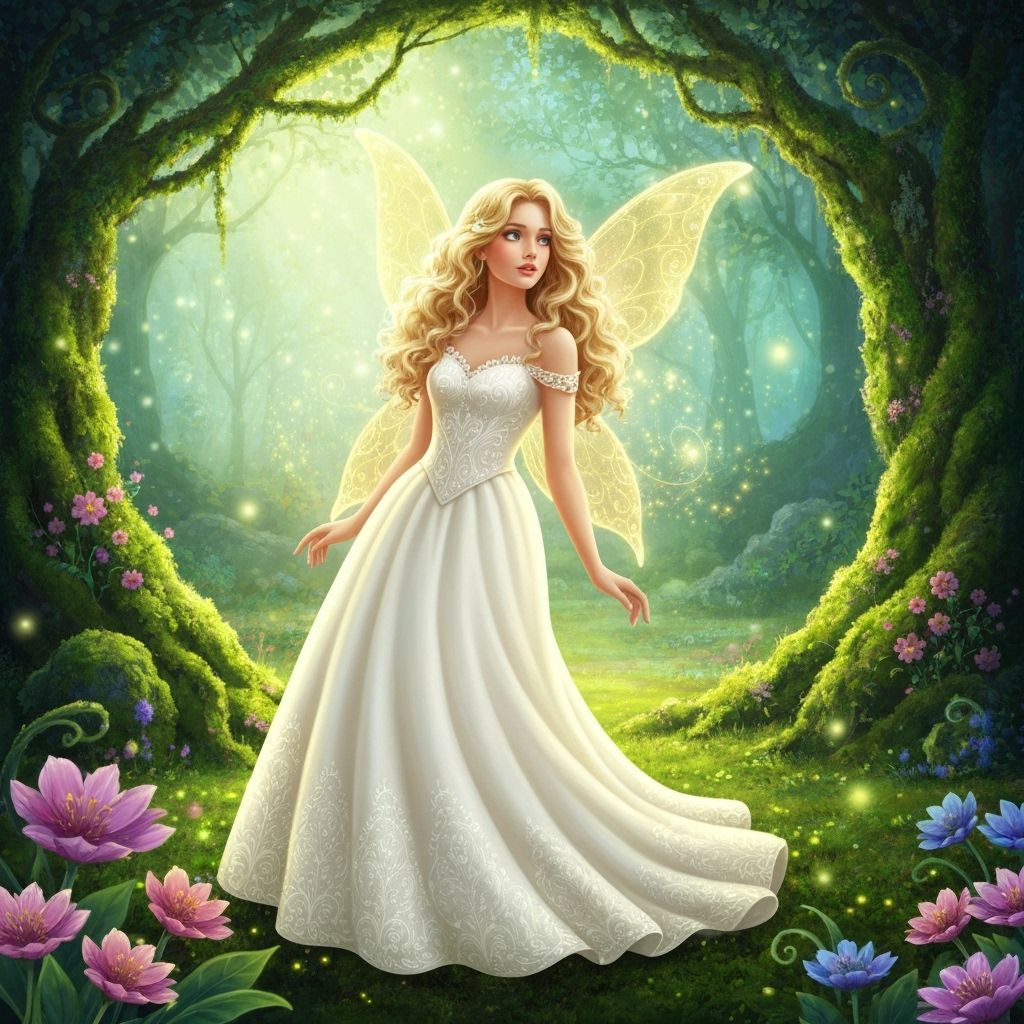 Fairy Princess on Moonlit Lake, Whimsical Style