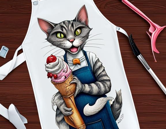 Ice Cream Cat Apron