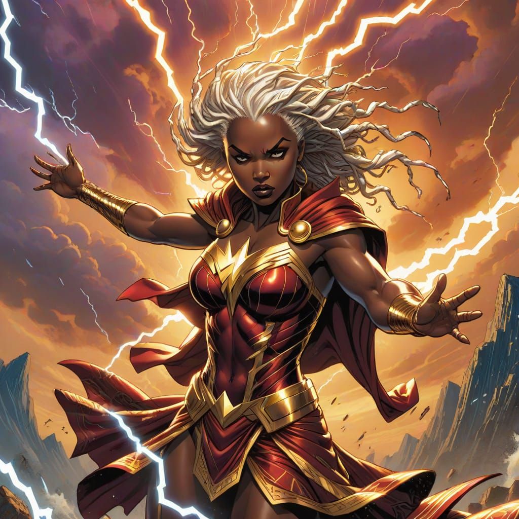 Dynamic Comic Book Art of Storm with Lightning