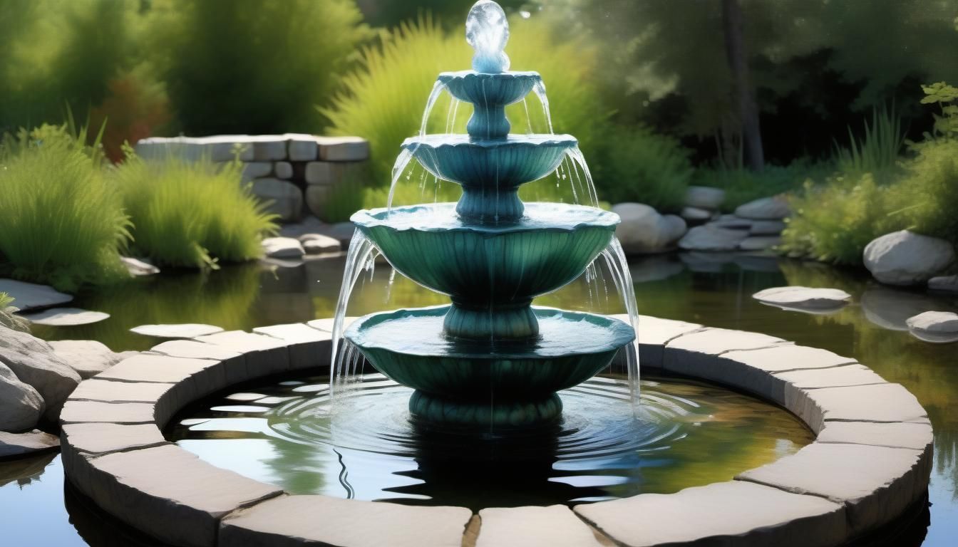 Alcohol Ink Water Fountain Ripples in Pond