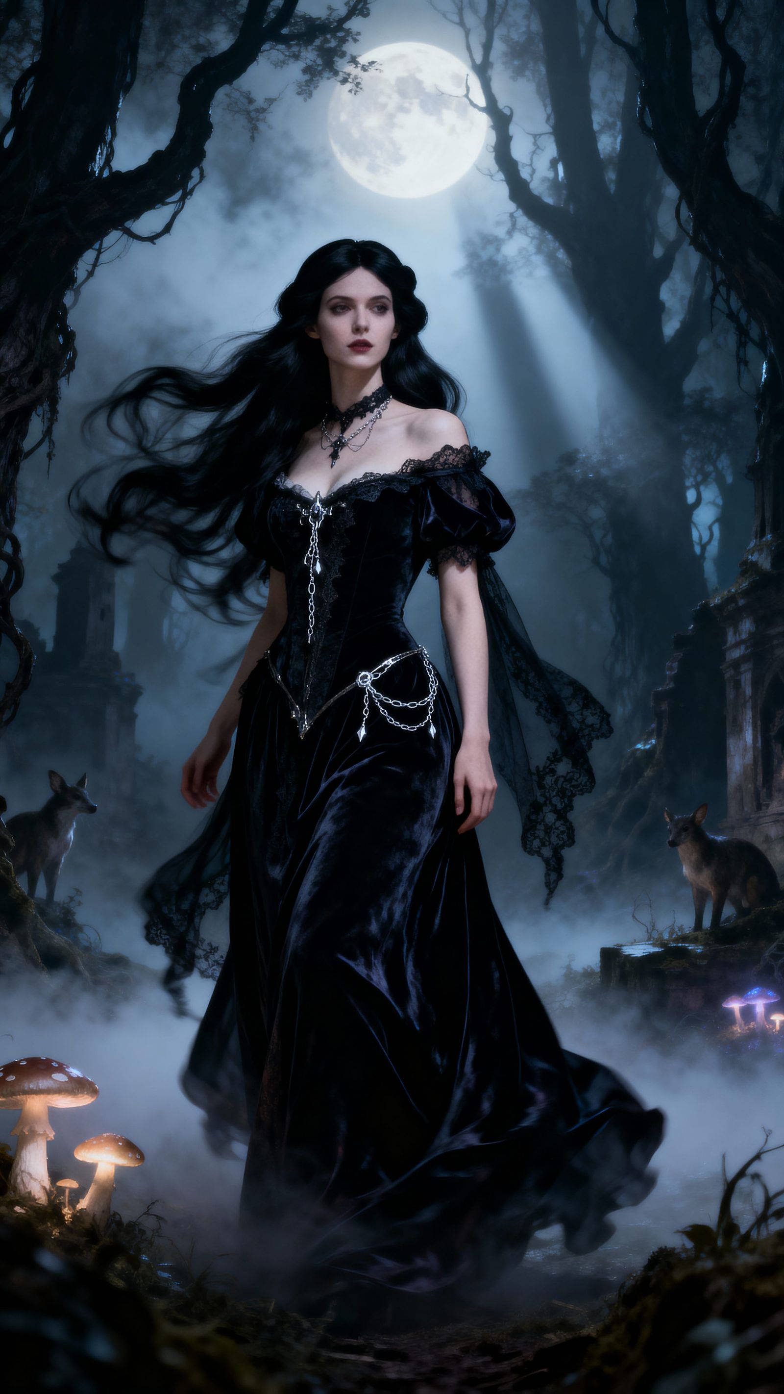 Gothic Snow White in Enchanted Forest, Cinematic Realism