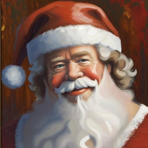 Bob Ross as Santa Claus in Expressionist Style