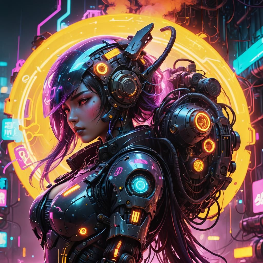 Cyberpunk Slime-Girl in Sci-Fi Armor