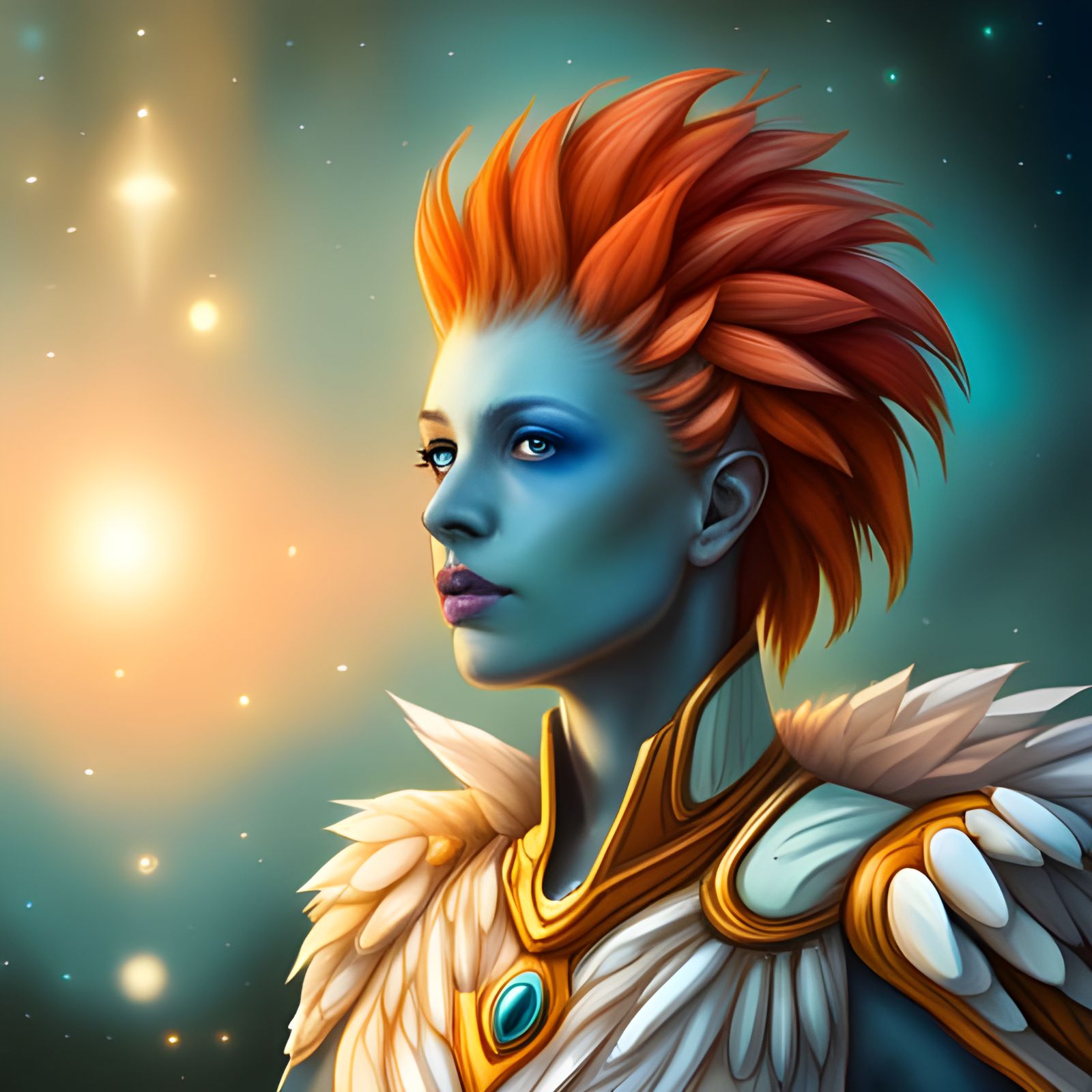 Majestic Avian Alien Healer in Space Fantasy Style