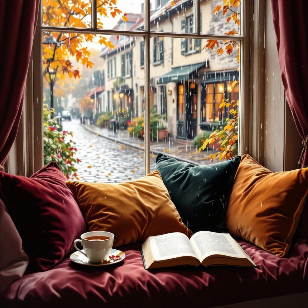 Cozy Window Seat in Impressionistic Style