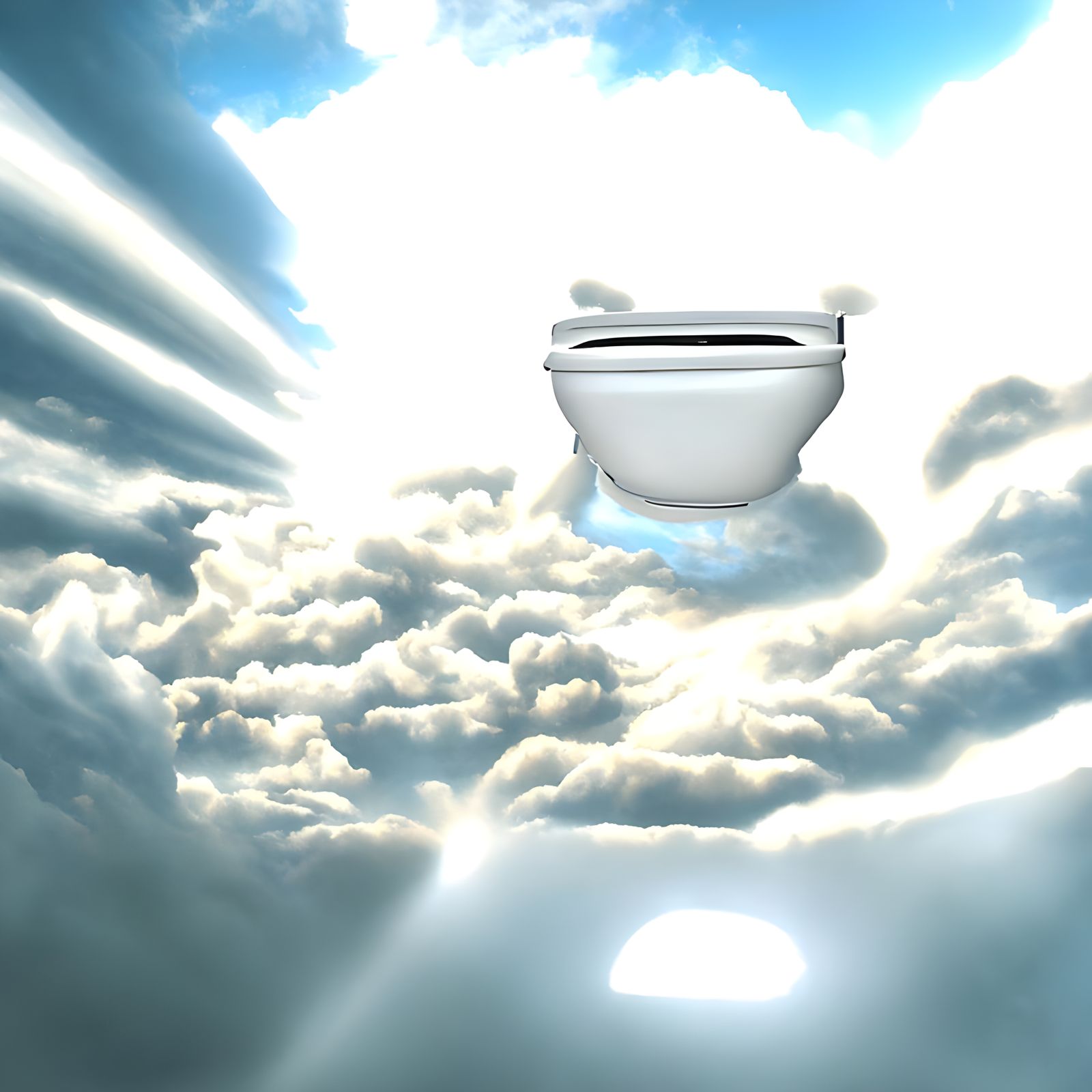 Surreal Clouds Jammed in Toilet Bowl: Realistic 8K Art